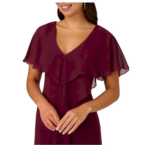 Adrianna Papell Women's Flutter-Sleeve Crepe Ruffled Gown Size 4 NEW NWT - Picture 2 of 15